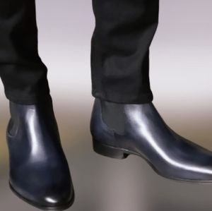 Antonio Maurizi Chelsea Boot Mens sz 45 | 12 Navy Leather Dress Work Shoes New!